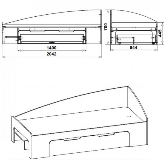 Bed with drawer 90+1 Companit 90x200 beech