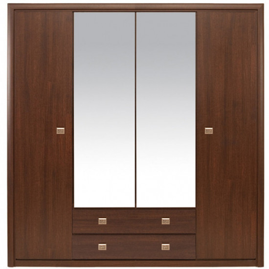 4-door wardrobe with mirror for the bedroom made of chipboard SZF4D2S Koen Gerbor