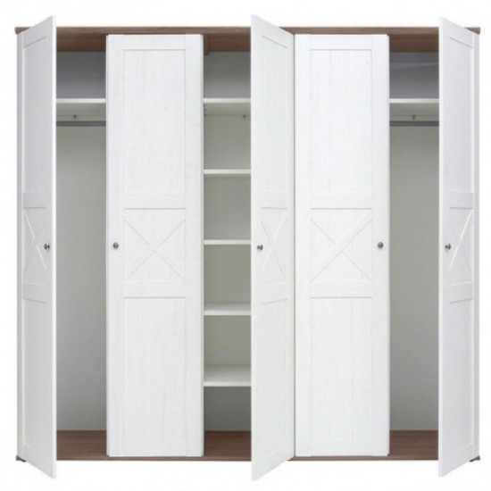 Five-door swing wardrobe SZF5D for the bedroom made of chipboard Tina Gerbor