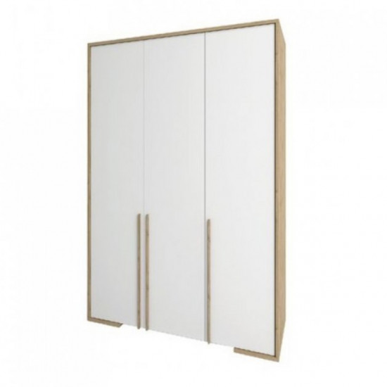 Hinged wardrobe in the bedroom, in the hallway made of chipboard Francesca 3D Sokme oak Wotan/white