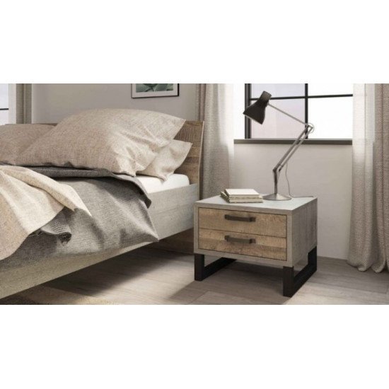 Sokme Bari bedside table with metal legs 54x45x48cm Woodcon / Grunge sand oak