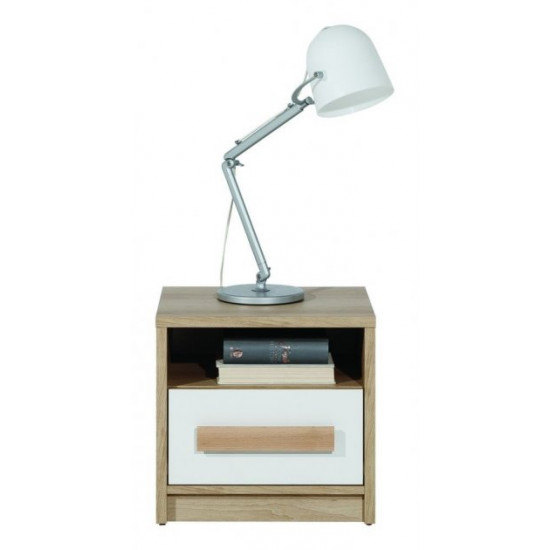 Bedside table Sokme Aygo with drywall 45x40x43cm Sand beech / White