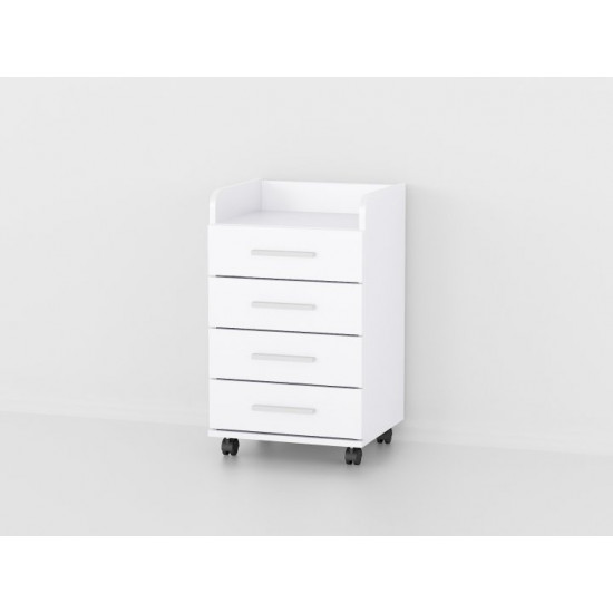 Nightstand on wheels Forte Vilda 664x400x356 White