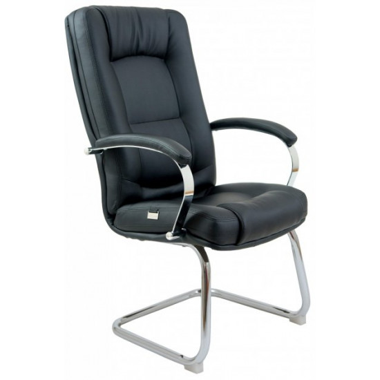 Office Conference Chair Alberto Leather Lux CF Chrome Black