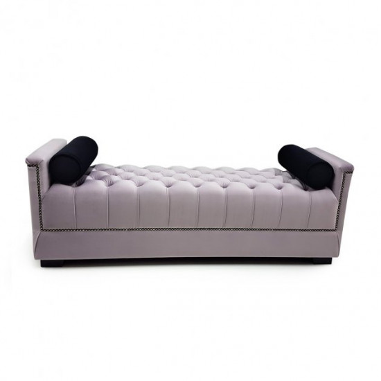 Banquette Damascus 1 Lilac (150x40x50 cm) Soft Velor Capiton for the hallway, bedroom, living room