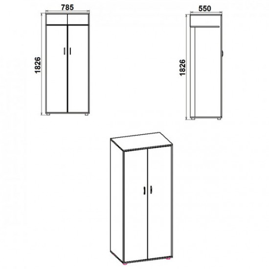  Шкаф для одежды Компанит Шкаф-2 Венге комби