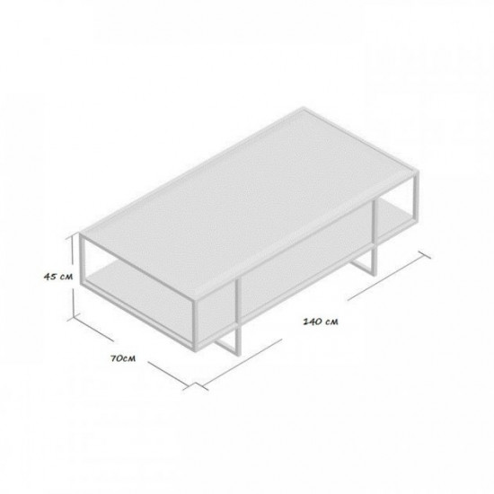 Журнальний столик кавовий GoodsMetall у стилі Лофт 1400х700х450 мм (ЖС156)