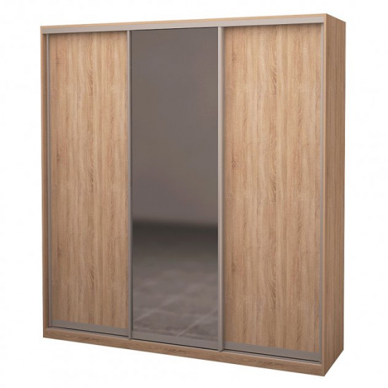 Three-door wardrobe ROKO 224.2x242x60 cm chipboard + Mirror Sonoma Oak (20200024486)