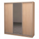 Three-door wardrobe ROKO 224.2x242x60 cm chipboard + Mirror Milk Oak (20200024421)