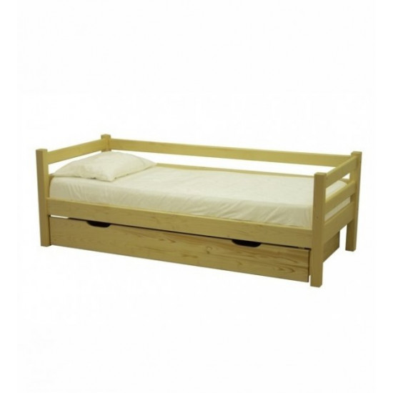 Single bed with drawer L-117 Skif 80x190 natural (transparent varnish)