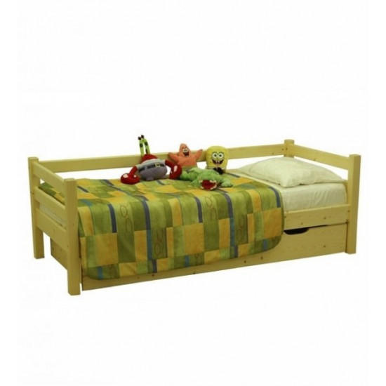 Single bed with drawer L-117 Skif 80x190 natural (transparent varnish)