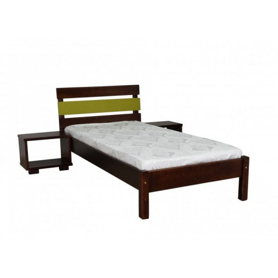 Single wooden bed L-148 Skif 80x200 walnut/etna light green