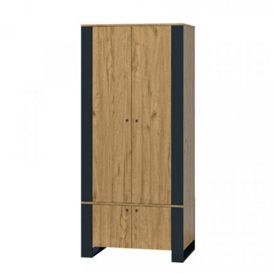 Hinged wardrobe Old Wood 4D Sokme Kraft Oak gold + Black (laminated chipboard)