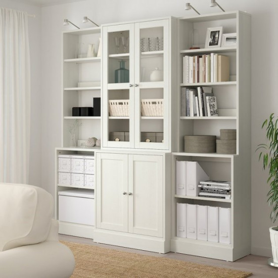 Bookcase / glass door IKEA HAVSTA 203x47x212 cm white (792.659.26)