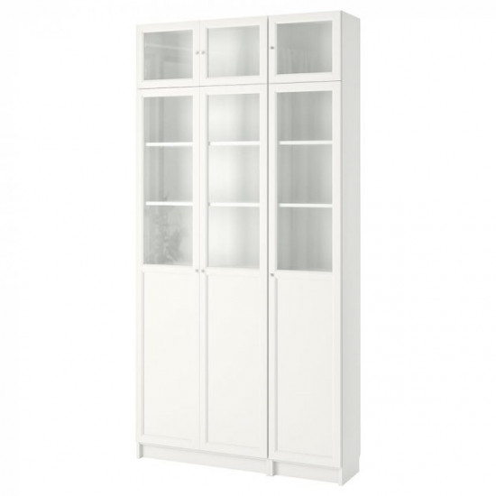 Bookcase with doors IKEA BILLY / OXBERG 120x30x237 cm white (592.177.24)