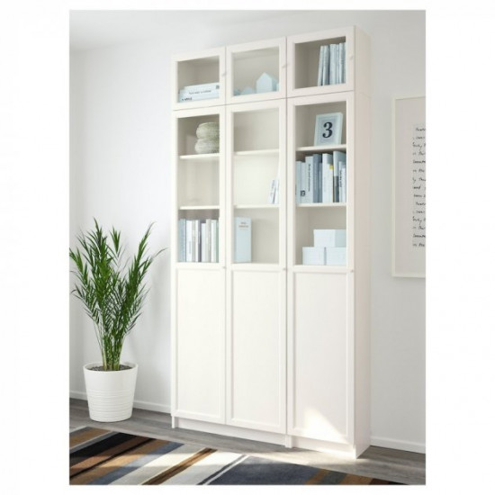 Bookcase with doors IKEA BILLY / OXBERG 120x30x237 cm white (592.177.24)