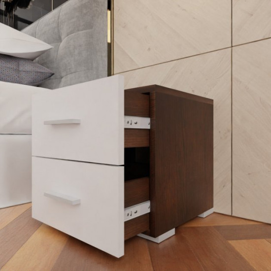 Bedside table with 2 drawers RedWood Sydney W400*H420*D400 Wenge\White RLST11wengewhite