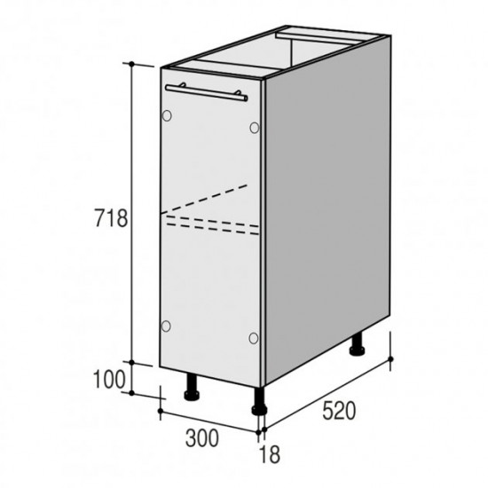 Lower kitchen module Roko Runa 30x52x82 cm Arctic gloss (MN 30x82)