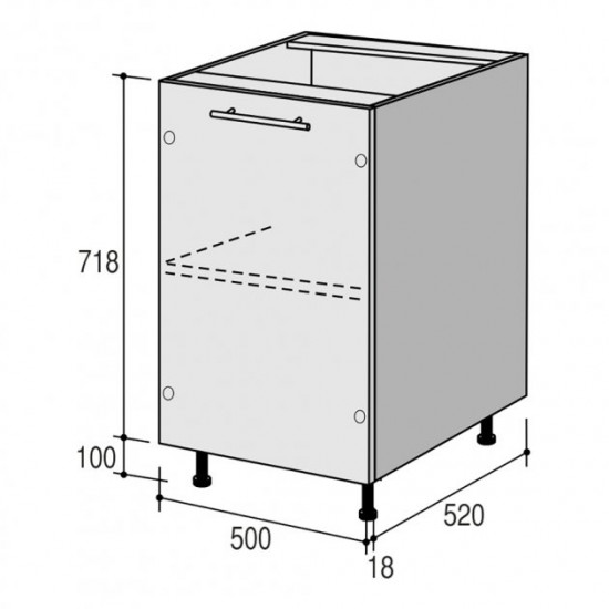 Lower kitchen module Roko Runa 50x52x82 cm Cocoa gloss (MN 50x82)