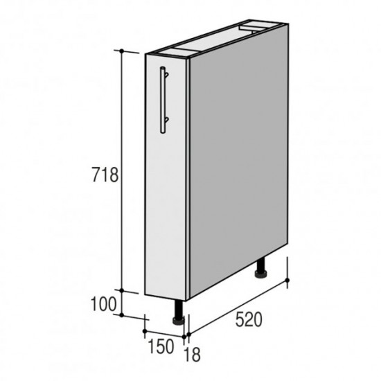 Lower kitchen module for cargo Roko Rune 15x52x82 cm Stormy Sky mat (MNK 15x82)