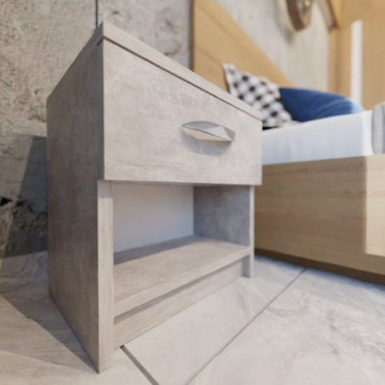 Bedside table with one drawer RedWood Marcel W386*H410*D292 Concrete RLGT25betonI25