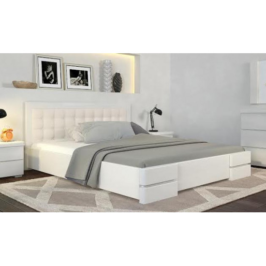 Double bed 180x200 Regina Lux with lifting mechanism Arbor Drev beech wood White