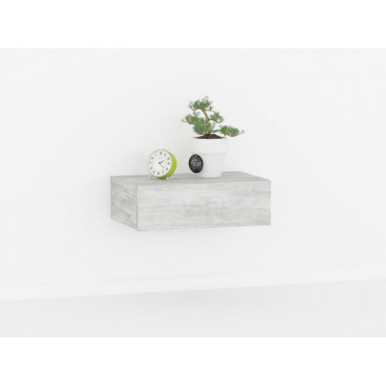 Wall-mounted bedside table with one drawer, concrete W462|H146|D304