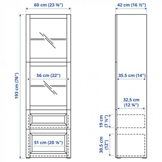  Сервант IKEA BESTA 60x42x193 см (294.125.43)