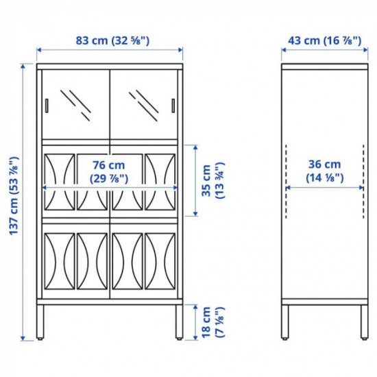  Сервант IKEA KALKNAS 83x43x137 см білий (304.962.64)