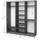 Three-door wardrobe Roko 209.2x60x242 cm chipboard Gray (20200027477)