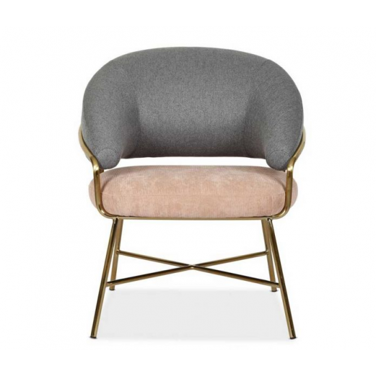 Armchair Adele 830*640*6780 metal chrome plated gold/fabric color Gray + Pink Wind Furniture