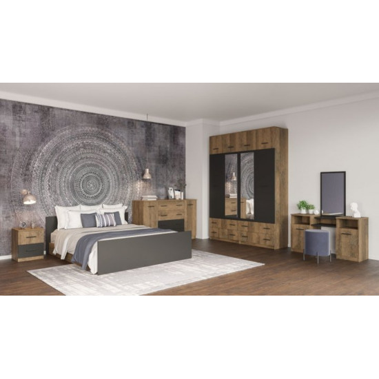 Bedside table Svit Mebliv Lotus Set of 2 pcs 400x510x405 made of chipboard Frigate Oak/Anthracite