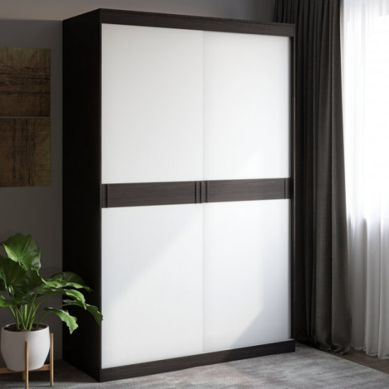 Sliding wardrobe Everest Sonata 1400 two-door 140x60x217 wenge dark+white (EVR-2394)