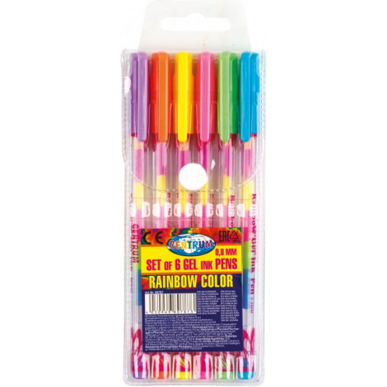 Set of Centrum Rainbow Gel pens with glitter 6 pcs 0.8 mm (4030969807873)