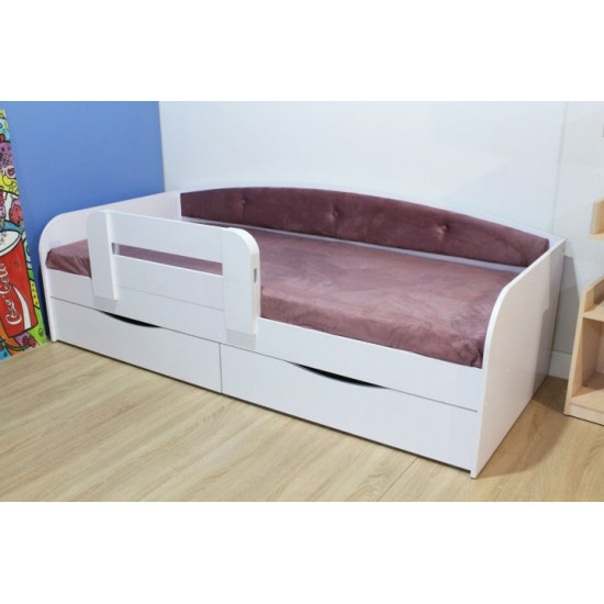 Bed Family furniture workshop Drimka 160 cm white and pink with side