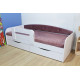 Bed Family furniture workshop Drimka 160 cm white and pink with side