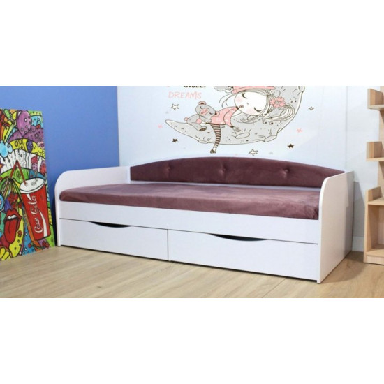 Bed Family furniture workshop Drimka 160 cm white and pink with side