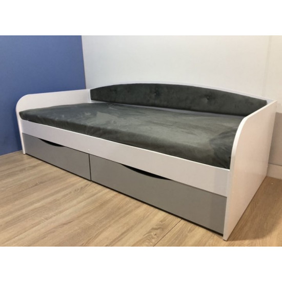 Bed Family furniture workshop Drimka 190 white with gray