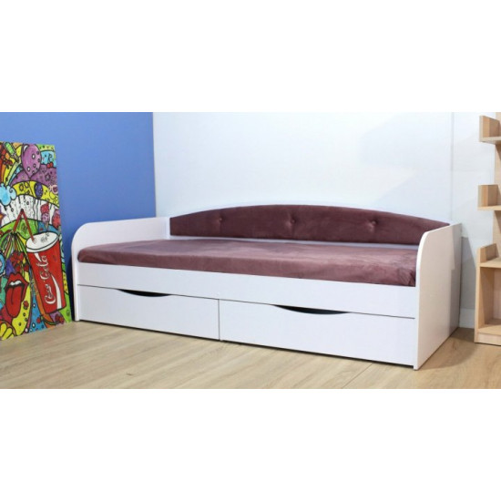 Bed Family furniture workshop Drimka 190 cm white and pink with side