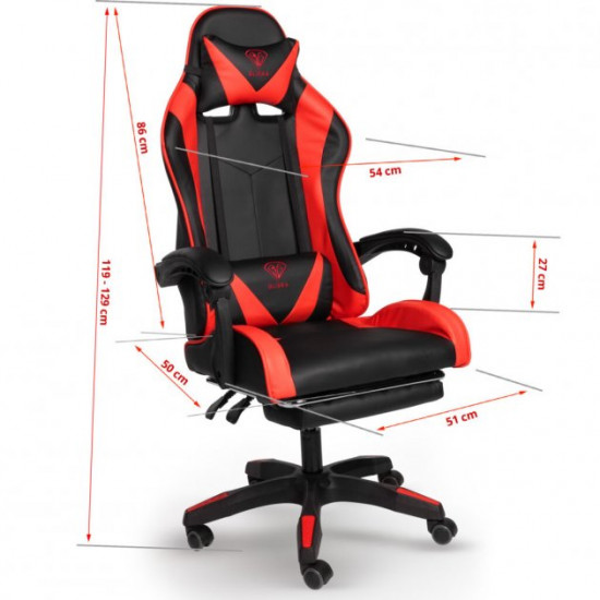 Gaming chair with footrest Germany. Black and red. BS11