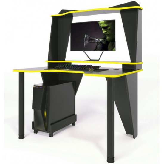 Gaming table with add-on Ivar 2 120 Zeus black + yellow