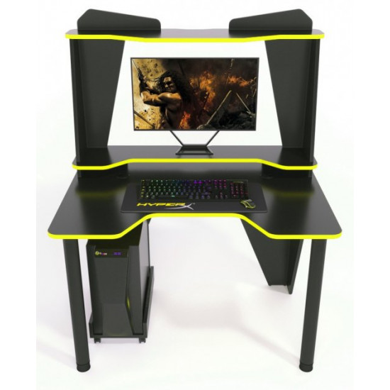 Gaming table with add-on Ivar 2 120 Zeus black + yellow