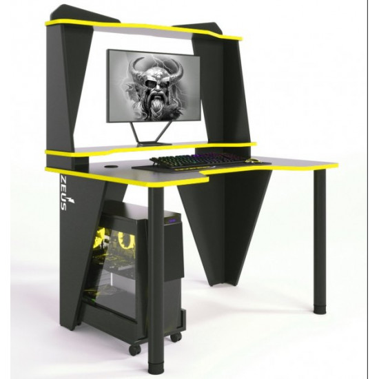 Gaming table with add-on Ivar 2 120 Zeus black + yellow