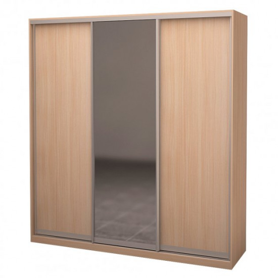 Three-door wardrobe ROKO 209.2x242x60 cm chipboard + Mirror Milky Oak (20200024406)