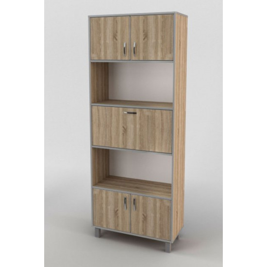 Bookcase made of chipboard PVC edge ShS-823 Manager Tisa furniture Sonoma Oak/Grey