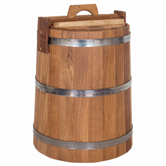 Oak tub for pickling 30 l BonPos (stainless steel hoop) - (KDNZh30)