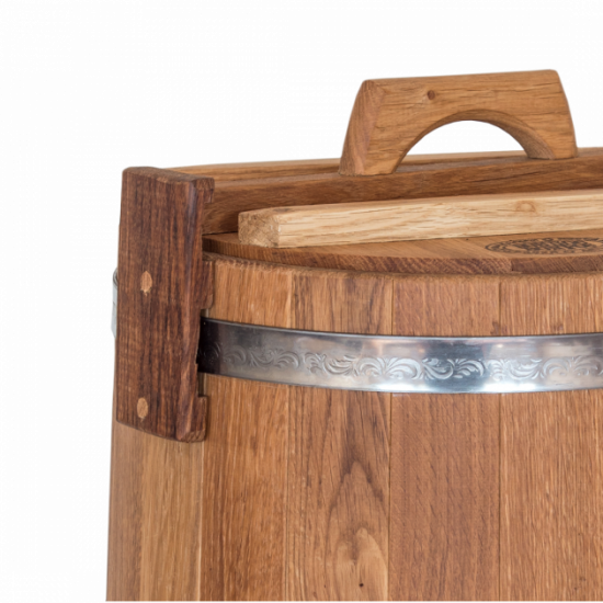 Oak tub for pickling 30 l BonPos (stainless steel hoop) - (KDNZh30)