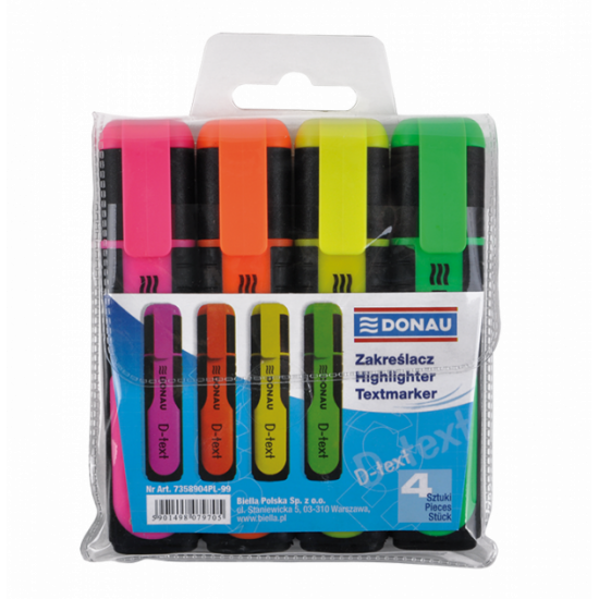 Set with 4 fluorescent text markers Donau DText (7358904PL-99)