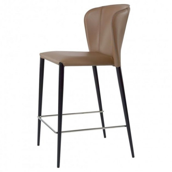 Semi-bar chair for kitchen, cafe, bar, restaurant Arthur black metal/leather cappuccino Concepto