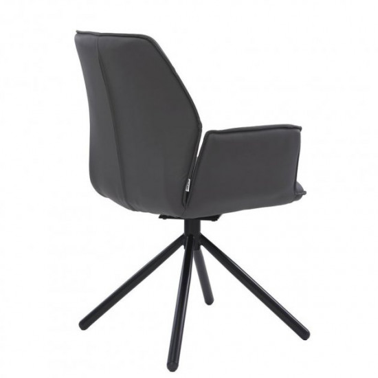 Swivel dining chair for kitchen, cafe, bar Boston black metal/leatherette graphite Concepto